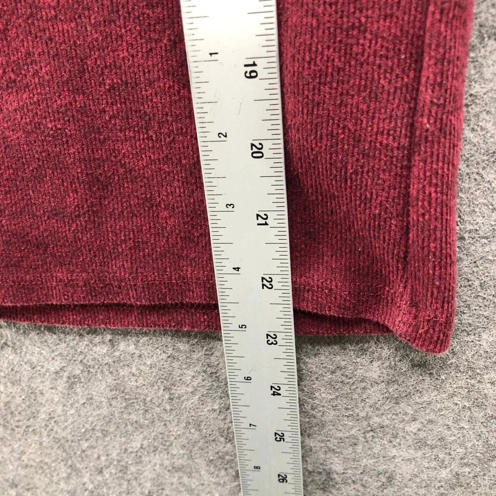 Madewell Mockneck Puff Sleeve Sweater Womens S Burgundy Fleece Heather Knit